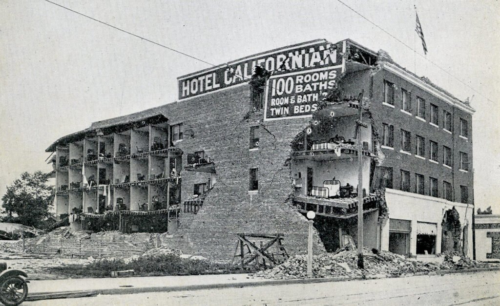 Hotel Californian after the 1925 earthquake